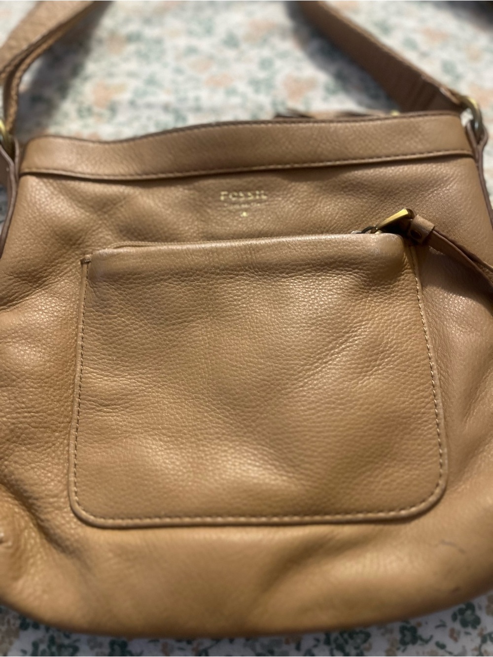 Fossil Saddle Brown Leather Crossbody Bag